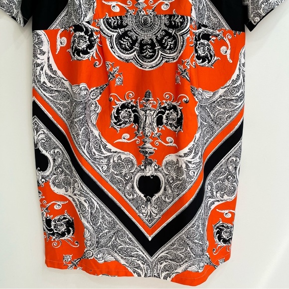 ASOS Maternity Black Orange Scarf Print Sheath Shift Dress Size 12 - Picture 5 of 10